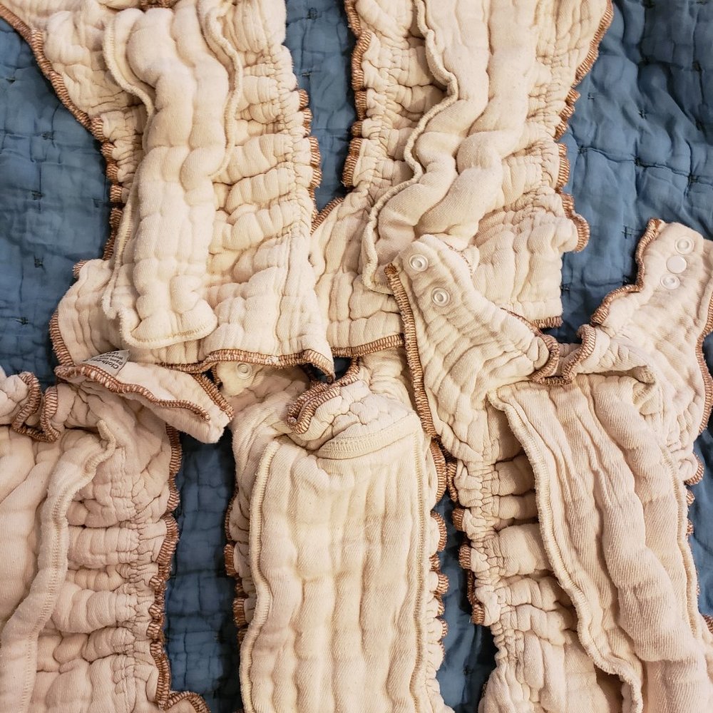 5 cloth-eez organic workhorse diapers, size large